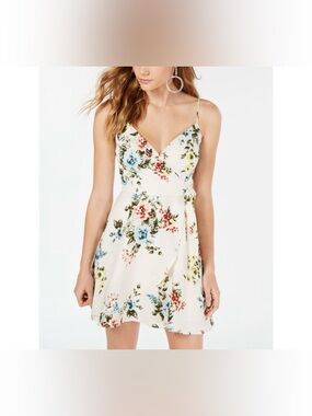 TRIXXI Womens Ivory V Neck Mini Cocktail A-Line Dress 7